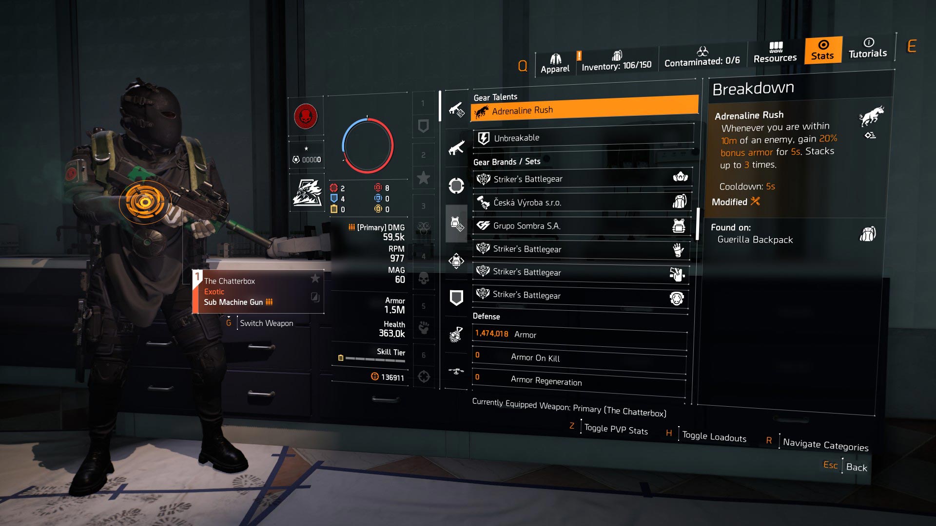 chatterbox striker pvp build 3